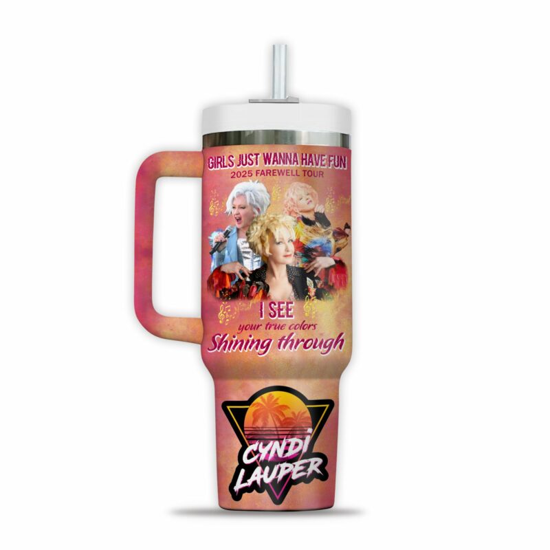 Cyndi Lauper Music Custom Stanley Quencher 40oz Stainless Steel Tumbler With Handle - Threewoofs - Image 2