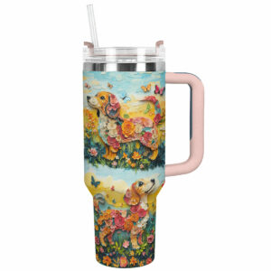 Dachshund Dog Custom Stanley Quencher 40oz Stainless Steel Tumbler With Handle - Threewoofs