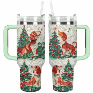 Dachshund Dog Custom Stanley Quencher 40oz Stainless Steel Tumbler With Handle - Threewoofs