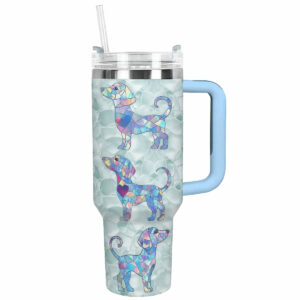 Dachshund Dog Custom Stanley Quencher 40oz Stainless Steel Tumbler With Handle - Threewoofs