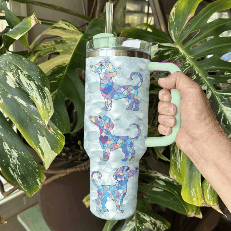 Dachshund Dog Custom Stanley Quencher 40oz Stainless Steel Tumbler With Handle - Threewoofs - Image 3