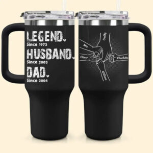 Dad Taught Me Custom Stanley Quencher 40oz Stainless Steel Tumbler With Handle - Threewoofs