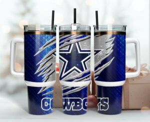 Dallas Cowboys NFL Custom Stanley Quencher 40oz Stainless Steel Tumbler With Handle - Threewoofs
