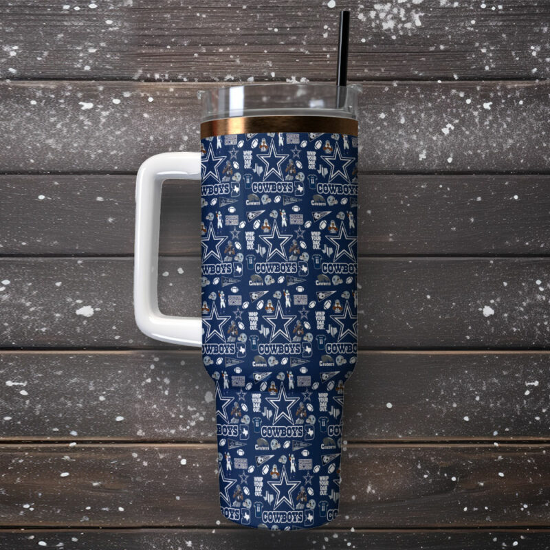 Dallas Cowboys NFL Custom Stanley Quencher 40oz Stainless Steel Tumbler With Handle - Threewoofs - Image 2