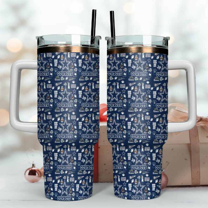 Dallas Cowboys NFL Custom Stanley Quencher 40oz Stainless Steel Tumbler With Handle - Threewoofs - Image 4