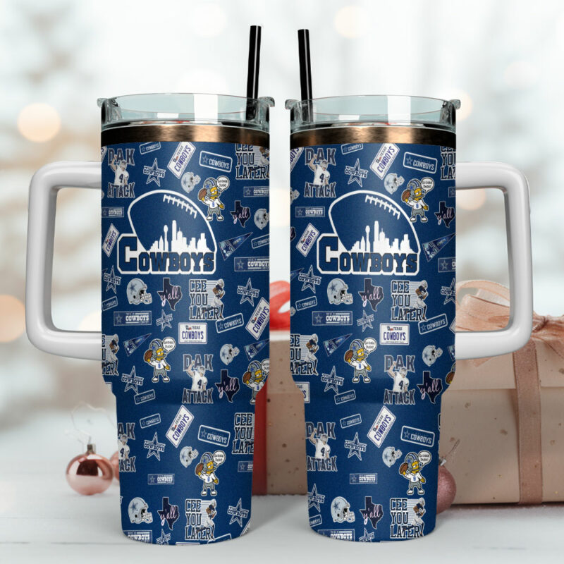 Dallas Cowboys NFL Custom Stanley Quencher 40oz Stainless Steel Tumbler With Handle - Threewoofs - Image 4