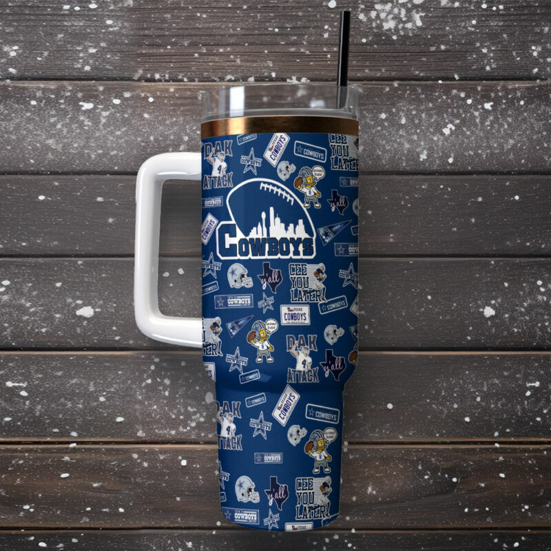 Dallas Cowboys NFL Custom Stanley Quencher 40oz Stainless Steel Tumbler With Handle - Threewoofs - Image 2