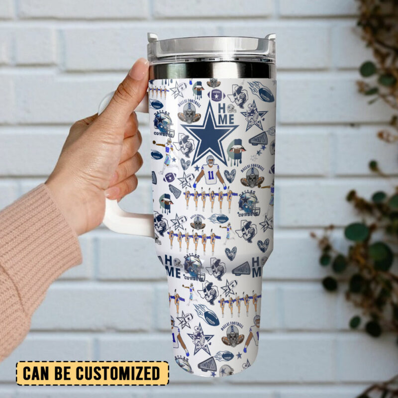 Dallas Cowboys NFL Sports Custom Stanley Quencher 40oz Stainless Steel Tumbler With Handle - Threewoofs - Image 3