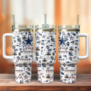 Dallas Cowboys NFL Sports Custom Stanley Quencher 40oz Stainless Steel Tumbler With Handle - Threewoofs