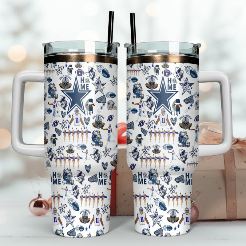 Dallas Cowboys NFL Sports Custom Stanley Quencher 40oz Stainless Steel Tumbler With Handle - Threewoofs - Image 4