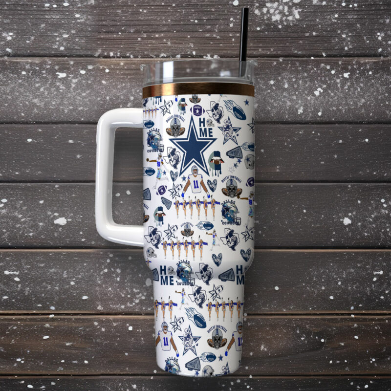 Dallas Cowboys NFL Sports Custom Stanley Quencher 40oz Stainless Steel Tumbler With Handle - Threewoofs - Image 2