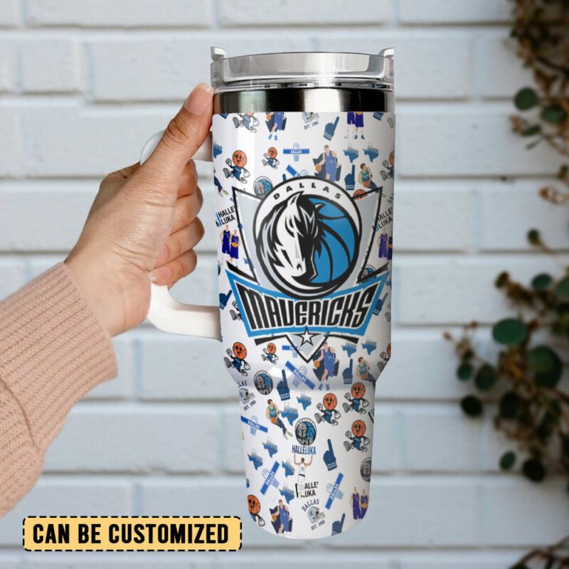 Dallas Mavericks NBA Custom Stanley Quencher 40oz Stainless Steel Tumbler With Handle - Threewoofs - Image 3