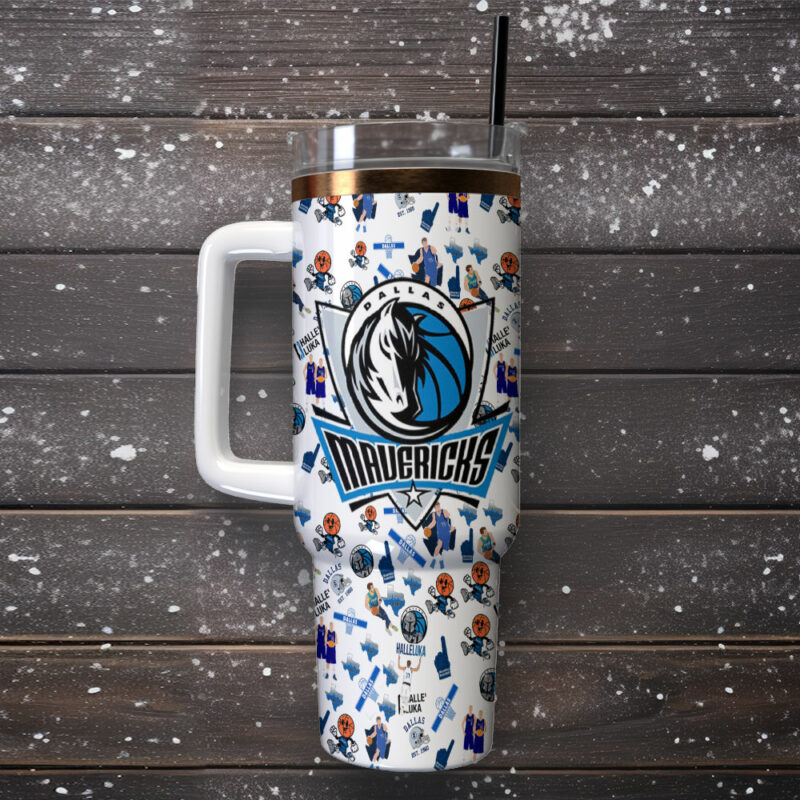 Dallas Mavericks NBA Custom Stanley Quencher 40oz Stainless Steel Tumbler With Handle - Threewoofs - Image 2