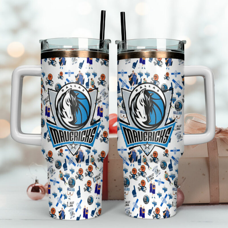 Dallas Mavericks NBA Custom Stanley Quencher 40oz Stainless Steel Tumbler With Handle - Threewoofs - Image 4