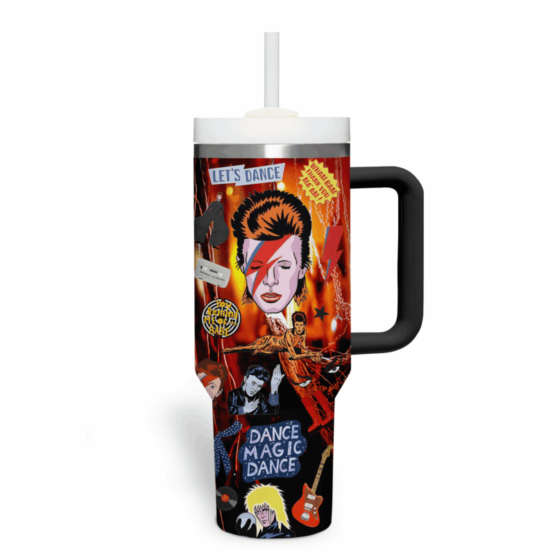 David Bowie Music Custom Stanley Quencher 40oz Stainless Steel Tumbler With Handle - Threewoofs - Image 3