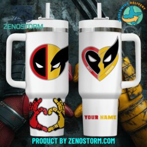 Deadpool Wolverine Movies Custom Stanley Quencher 40oz Stainless Steel Tumbler With Handle - Threewoofs