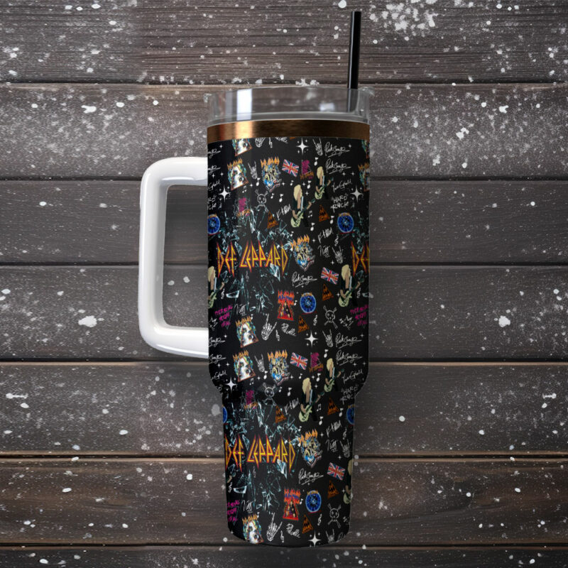 Def Leppard Music Custom Stanley Quencher 40oz Stainless Steel Tumbler With Handle - Threewoofs - Image 2