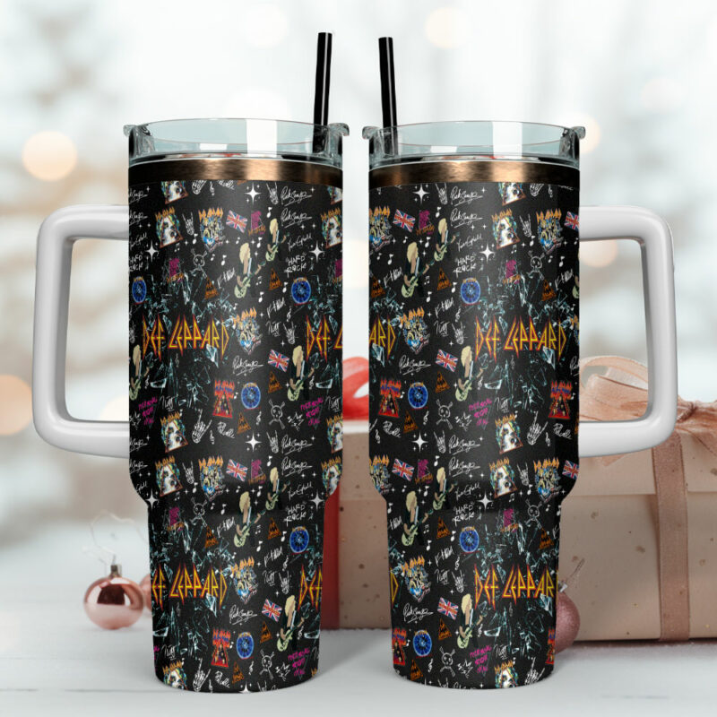 Def Leppard Music Custom Stanley Quencher 40oz Stainless Steel Tumbler With Handle - Threewoofs - Image 4