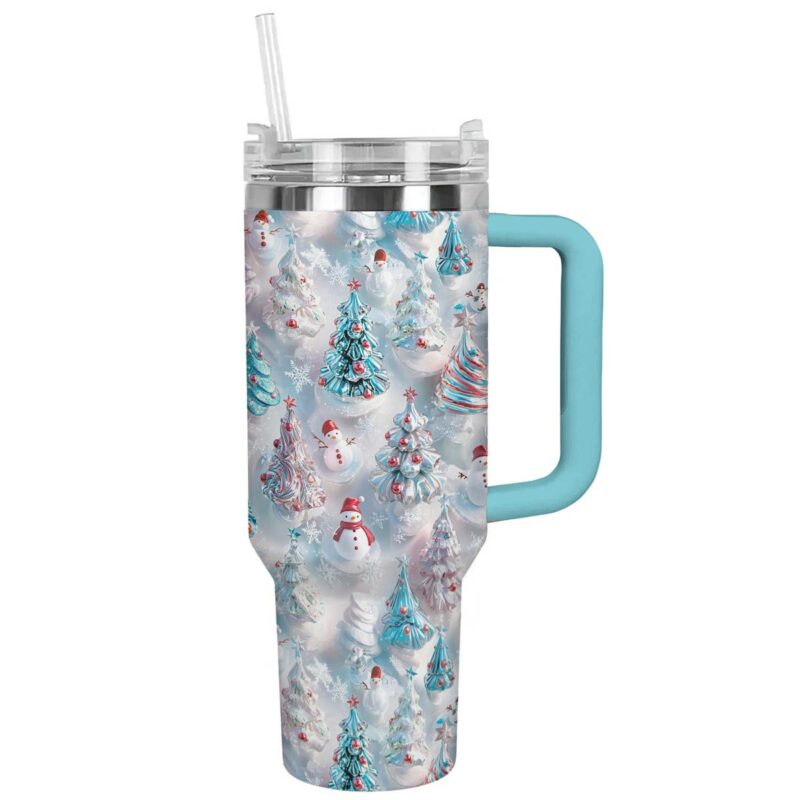 Delighted Christmas Custom Stanley Quencher 40oz Stainless Steel Tumbler With Handle - Threewoofs - Image 3