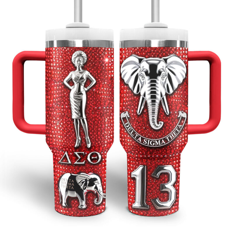 Delta Sigma Theta Custom Stanley Quencher 40oz Stainless Steel Tumbler With Handle - Threewoofs - Image 2
