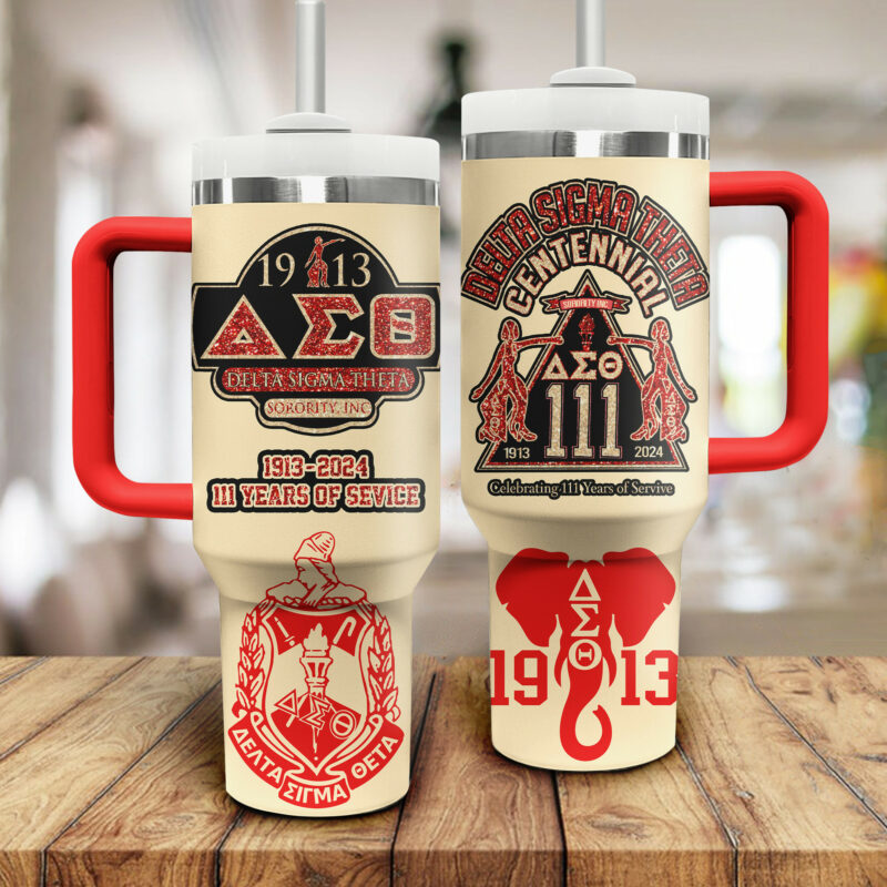 Delta Sigma Theta Custom Stanley Quencher 40oz Stainless Steel Tumbler With Handle - Threewoofs - Image 2