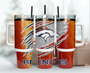 Denver Broncos NFL Custom Stanley Quencher 40oz Stainless Steel Tumbler With Handle - Threewoofs