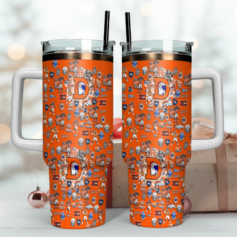 Denver Broncos NFL Custom Stanley Quencher 40oz Stainless Steel Tumbler With Handle - Threewoofs - Image 4