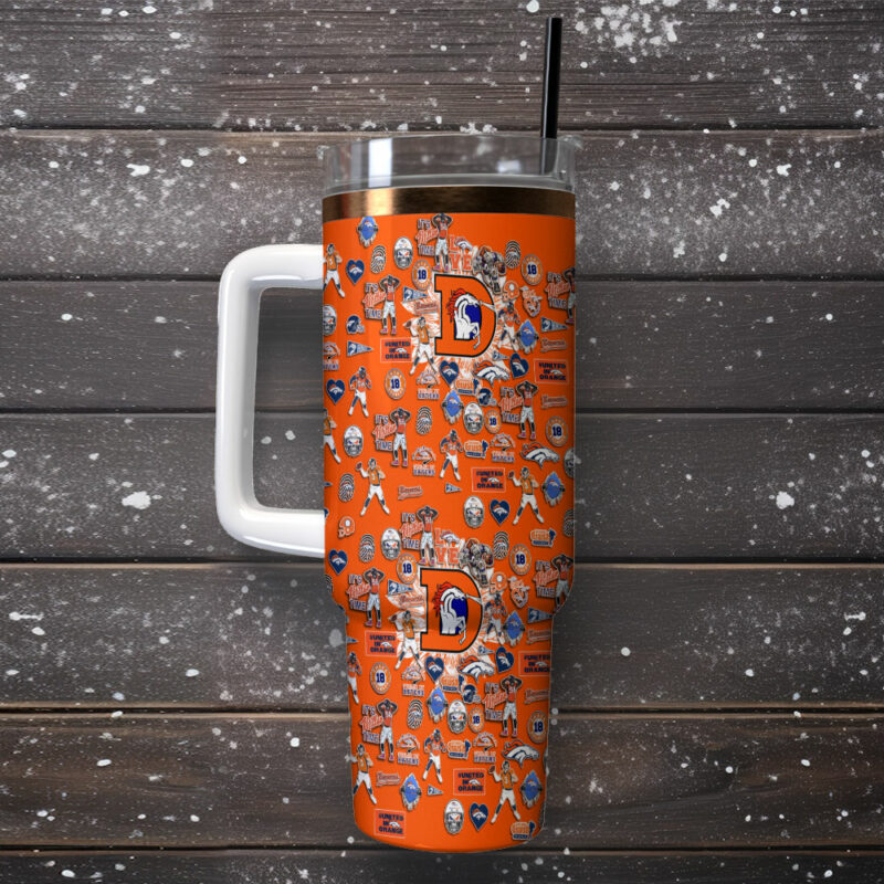 Denver Broncos NFL Custom Stanley Quencher 40oz Stainless Steel Tumbler With Handle - Threewoofs - Image 2