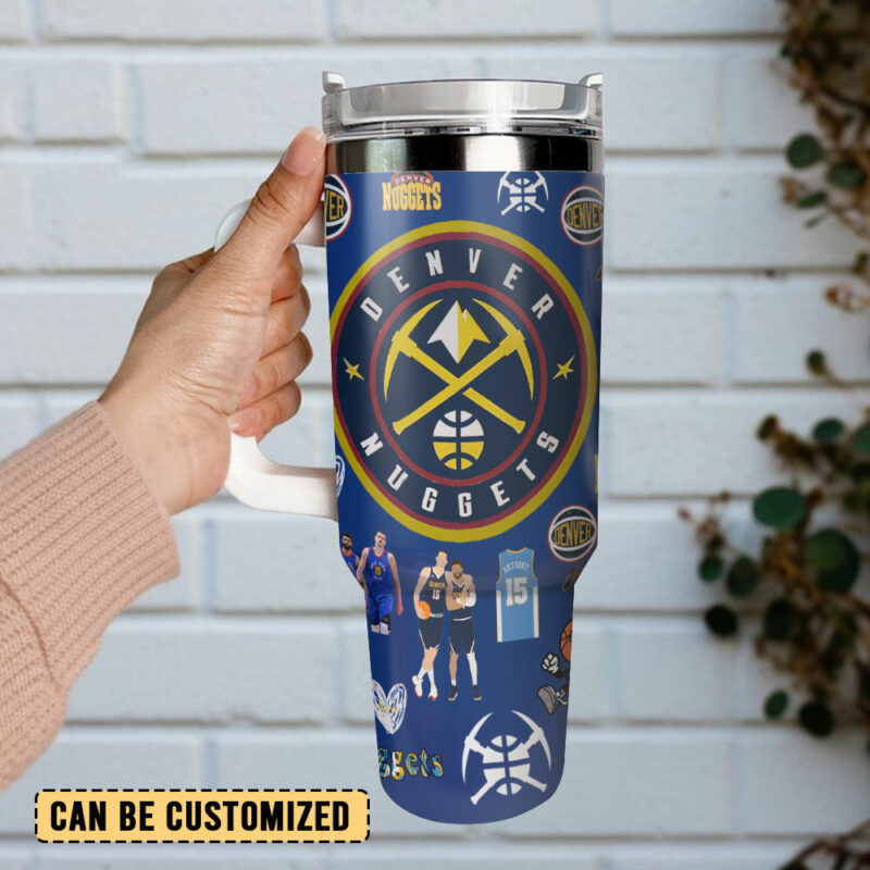 Denver Nuggets NBA Sports Custom Stanley Quencher 40oz Stainless Steel Tumbler With Handle - Threewoofs - Image 3