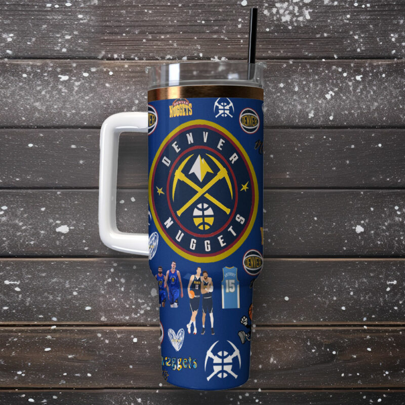Denver Nuggets NBA Sports Custom Stanley Quencher 40oz Stainless Steel Tumbler With Handle - Threewoofs - Image 2