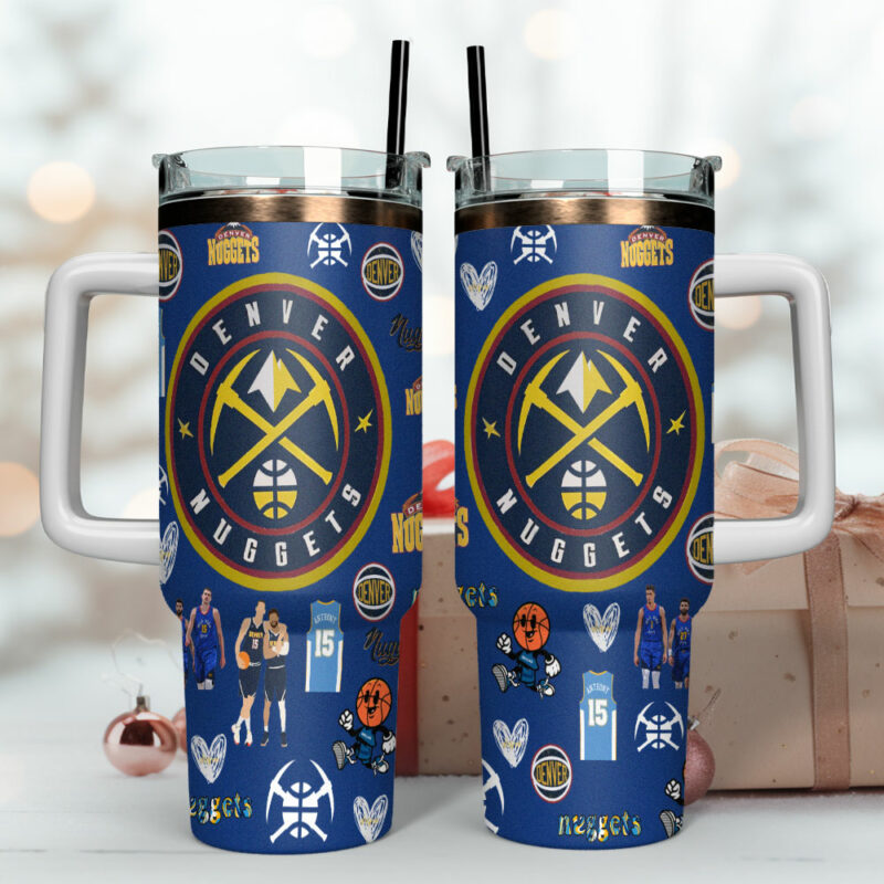 Denver Nuggets NBA Sports Custom Stanley Quencher 40oz Stainless Steel Tumbler With Handle - Threewoofs - Image 4