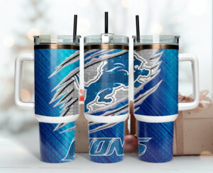 Detroit Lions NFL Custom Stanley Quencher 40oz Stainless Steel Tumbler With Handle - Threewoofs
