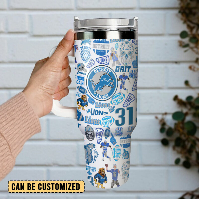 Detroit Lions NFL Sports Custom Stanley Quencher 40oz Stainless Steel Tumbler With Handle - Threewoofs - Image 3