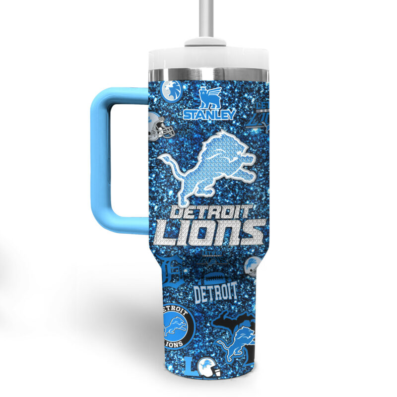 Detroit Lions NFL Sports Custom Stanley Quencher 40oz Stainless Steel Tumbler With Handle - Threewoofs - Image 4