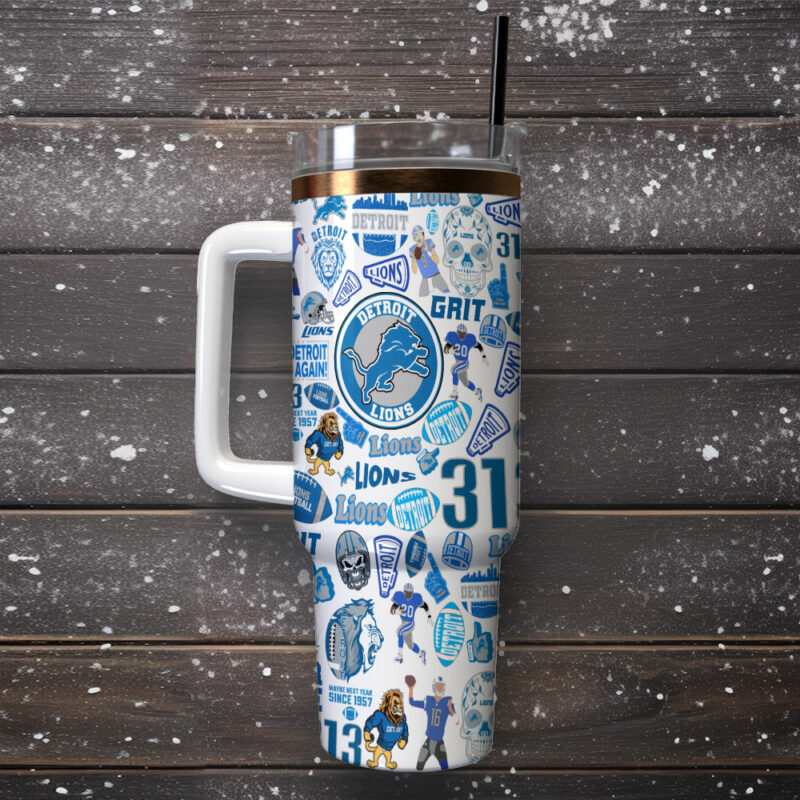 Detroit Lions NFL Sports Custom Stanley Quencher 40oz Stainless Steel Tumbler With Handle - Threewoofs - Image 2