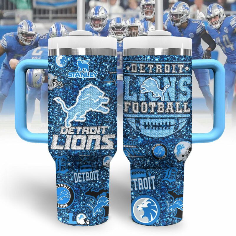 Detroit Lions NFL Sports Custom Stanley Quencher 40oz Stainless Steel Tumbler With Handle - Threewoofs - Image 2