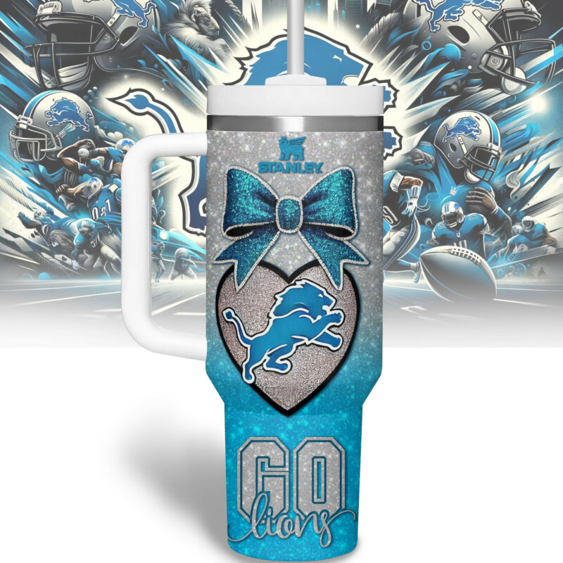 Detroit Lions NFL Sports Custom Stanley Quencher 40oz Stainless Steel Tumbler With Handle - Threewoofs - Image 3