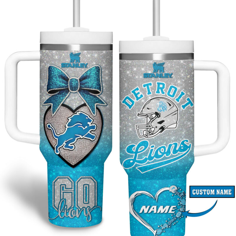 Detroit Lions NFL Sports Custom Stanley Quencher 40oz Stainless Steel Tumbler With Handle - Threewoofs - Image 4