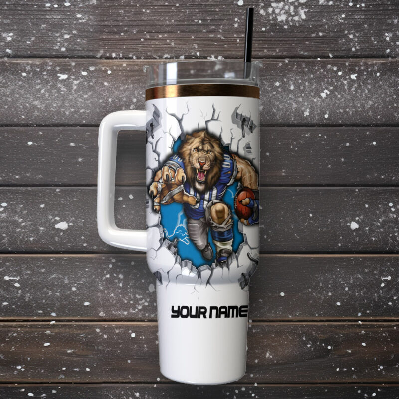 Detroit Lions NFL Sports Custom Stanley Quencher 40oz Stainless Steel Tumbler With Handle - Threewoofs - Image 2
