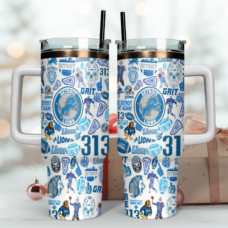 Detroit Lions NFL Sports Custom Stanley Quencher 40oz Stainless Steel Tumbler With Handle - Threewoofs - Image 4
