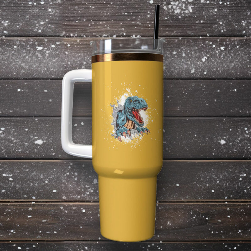Dinosaurs Custom Stanley Quencher 40oz Stainless Steel Tumbler With Handle - Threewoofs - Image 2