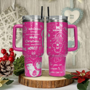Disney Characters Cartoon Christmas Custom Stanley Quencher 40oz Stainless Steel Tumbler With Handle - Threewoofs