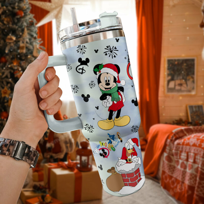Disney Characters Cartoon Christmas Custom Stanley Quencher 40oz Stainless Steel Tumbler With Handle - Threewoofs - Image 3