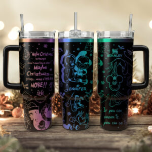 Disney Characters Cartoon Christmas Custom Stanley Quencher 40oz Stainless Steel Tumbler With Handle - Threewoofs