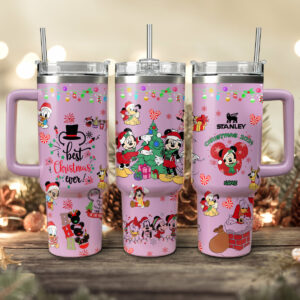 Disney Characters Cartoon Christmas Custom Stanley Quencher 40oz Stainless Steel Tumbler With Handle - Threewoofs