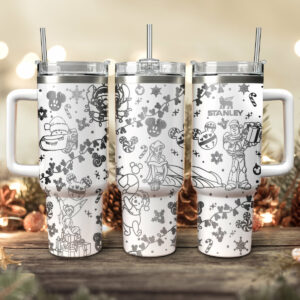 Disney Characters Cartoon Christmas Custom Stanley Quencher 40oz Stainless Steel Tumbler With Handle - Threewoofs