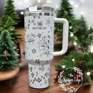 Disney Characters Cartoon Christmas Custom Stanley Quencher 40oz Stainless Steel Tumbler With Handle - Threewoofs