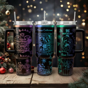 Disney Characters Cartoon Christmas Custom Stanley Quencher 40oz Stainless Steel Tumbler With Handle - Threewoofs