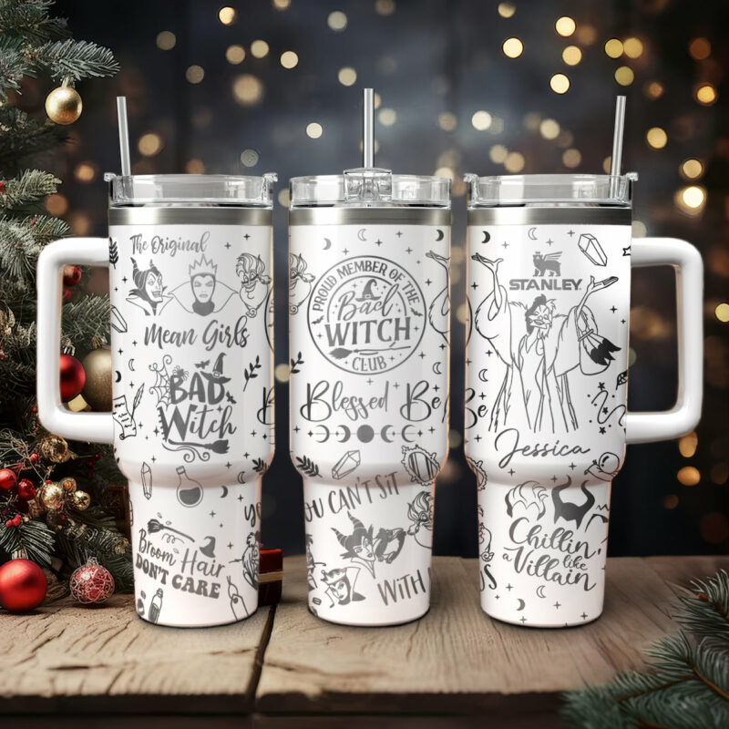 Disney Villains Cartoon Custom Stanley Quencher 40oz Stainless Steel Tumbler With Handle - Threewoofs