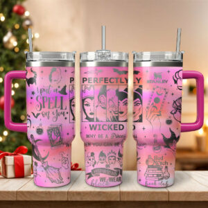 Disney Villains Cartoon Custom Stanley Quencher 40oz Stainless Steel Tumbler With Handle - Threewoofs